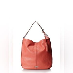 Coach Vibrant Coral Leather Hobo Bag NWOT